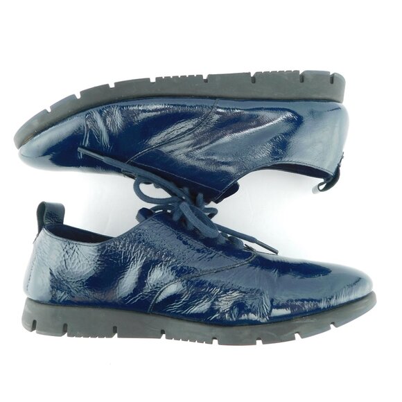 HOTTER Dark Blue Patent Lace Up Sneakers Oxfords Walking Shoes 9.5US / 41.5EU - Picture 3 of 7